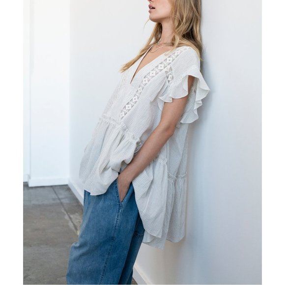 🎉LAST CHANCE🎉 NWT Free People Baby Blues Tunic / Cream Combo - Picture 3 of 9